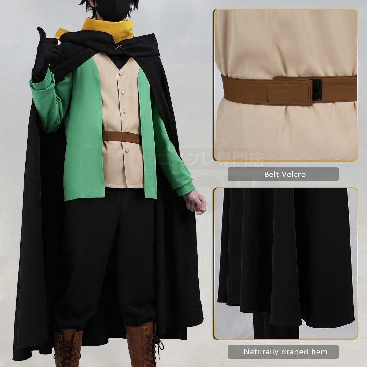 Pre-sale YOO Re:Life In A Different World From Zero Anime Natsuki Subaru Cosplay Costume Black Cloak Vest T-shirt Pants Scarf Glove thumbnail 6