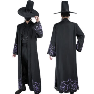 YOO Anime Sajaa Boys Jinuu Abby Cosplay Costume Black Cloak Hat Top Pants Halloween Christmas Animation Convention Unisex