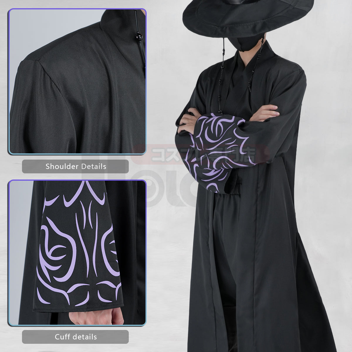 YOO Anime Sajaa Boys Jinuu Abby Cosplay Costume Black Cloak Hat Top Pants Halloween Christmas Animation Convention Unisex thumbnail 5