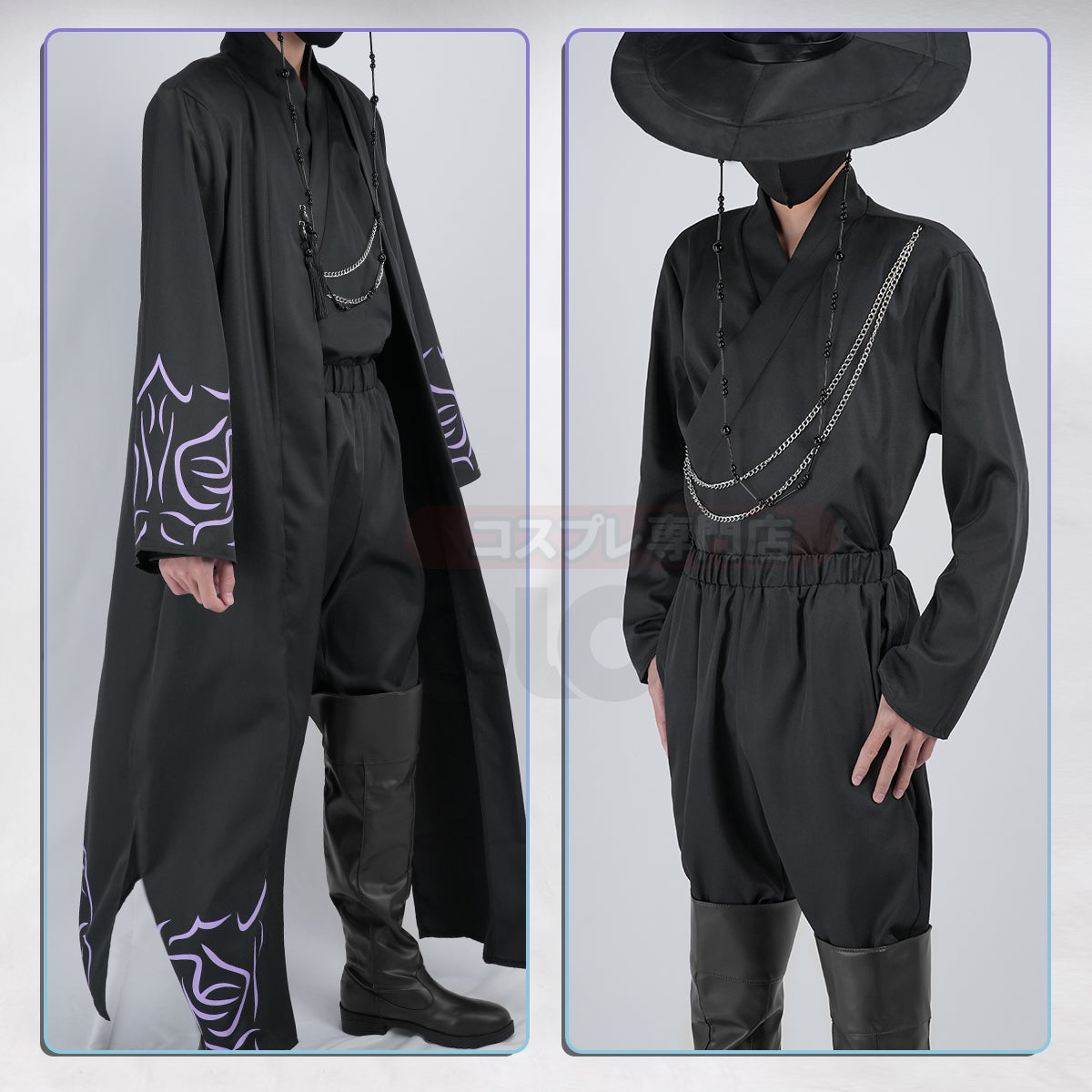 YOO Anime Sajaa Boys Jinuu Abby Cosplay Costume Black Cloak Hat Top Pants Halloween Christmas Animation Convention Unisex thumbnail 8