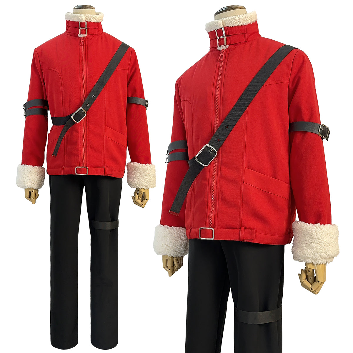 YOO Frieren Beyond Journey’s End Anime Stark Cosplay Costume Wig Red Winter Jacket Black Pants Halloween Christmas Convention