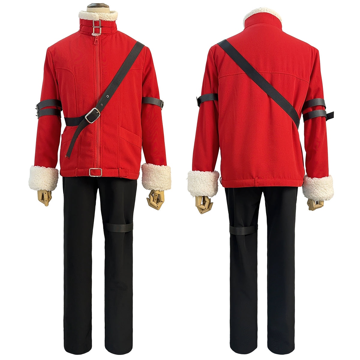 YOO Frieren Beyond Journey’s End Anime Stark Cosplay Costume Wig Red Winter Jacket Black Pants Halloween Christmas Convention thumbnail 3
