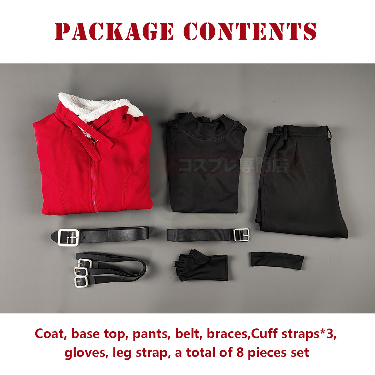 YOO Frieren Beyond Journey’s End Anime Stark Cosplay Costume Wig Red Winter Jacket Black Pants Halloween Christmas Convention thumbnail 9