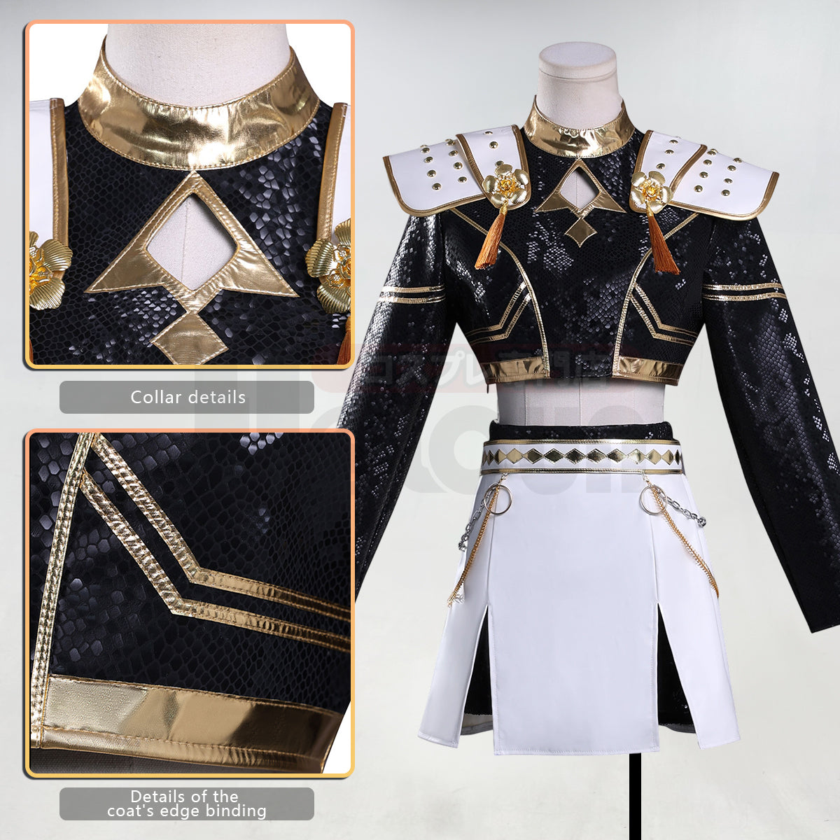 YOO Anime Zoeyy Cosplay Costume Jacket Skirt Black Stage Performance Uniform Halloween Christmas thumbnail 5