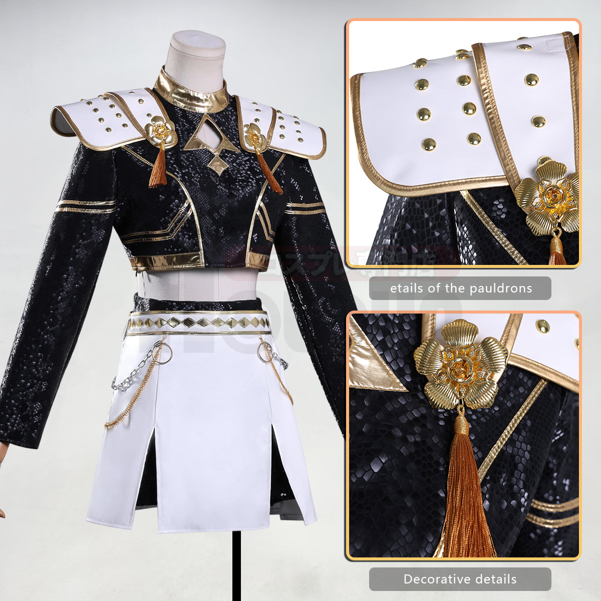 YOO Anime Zoeyy Cosplay Costume Jacket Skirt Black Stage Performance Uniform Halloween Christmas thumbnail 6