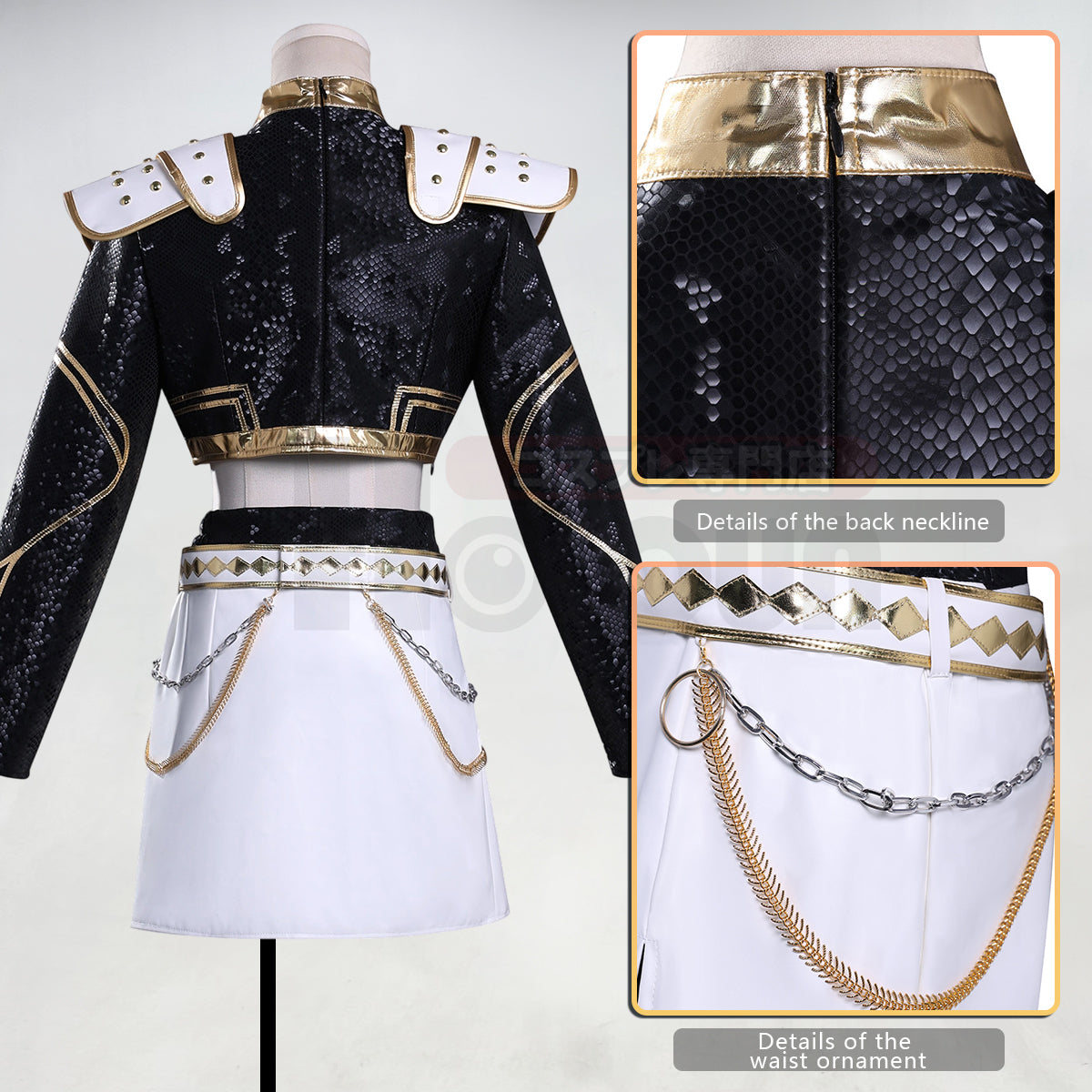 YOO Anime Zoeyy Cosplay Costume Jacket Skirt Black Stage Performance Uniform Halloween Christmas thumbnail 7