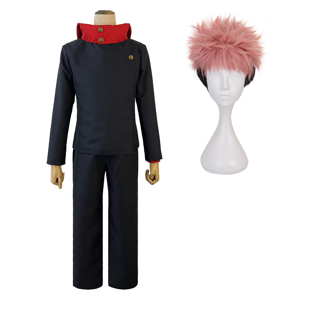 YOO Jujutsu JJK Manga Anime Itadori Yuji Cosplay Costume Wig Jacket Pants Uniform Rose Net Synthetic Halloween Christmas thumbnail 2