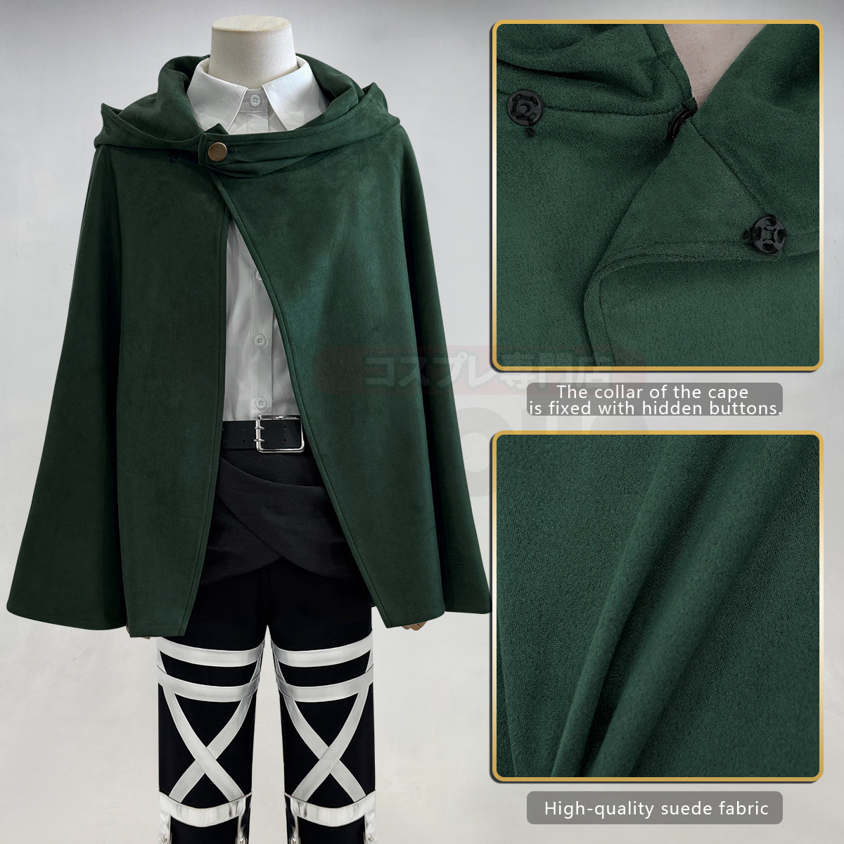 YOO Anime Hanji Zoe Cosplay Costume Green Embroidery Cloak Shirt Pants Belts Animation Convention Halloween Christmas Gift thumbnail 4