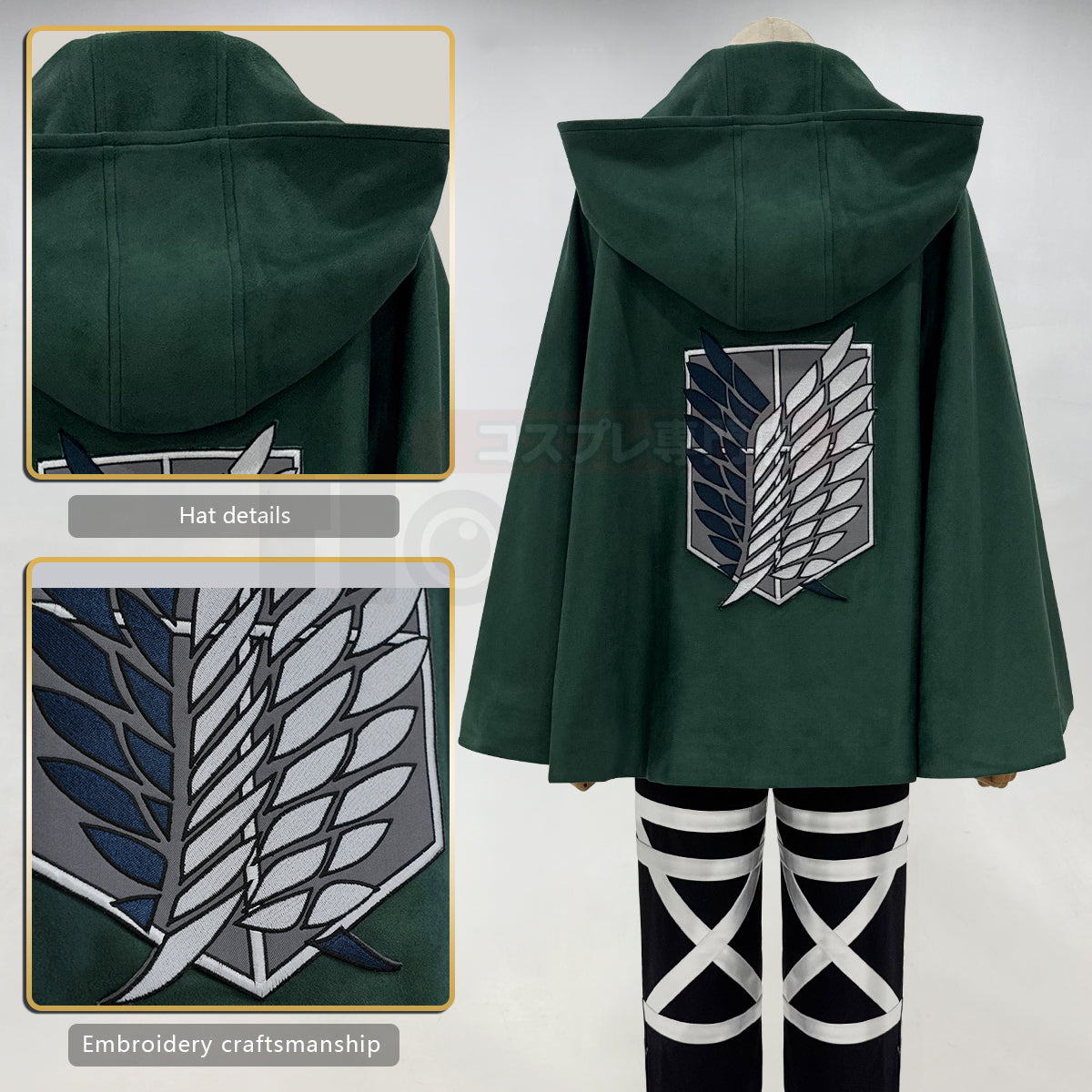 YOO Anime Hanji Zoe Cosplay Costume Green Embroidery Cloak Shirt Pants Belts Animation Convention Halloween Christmas Gift thumbnail 6