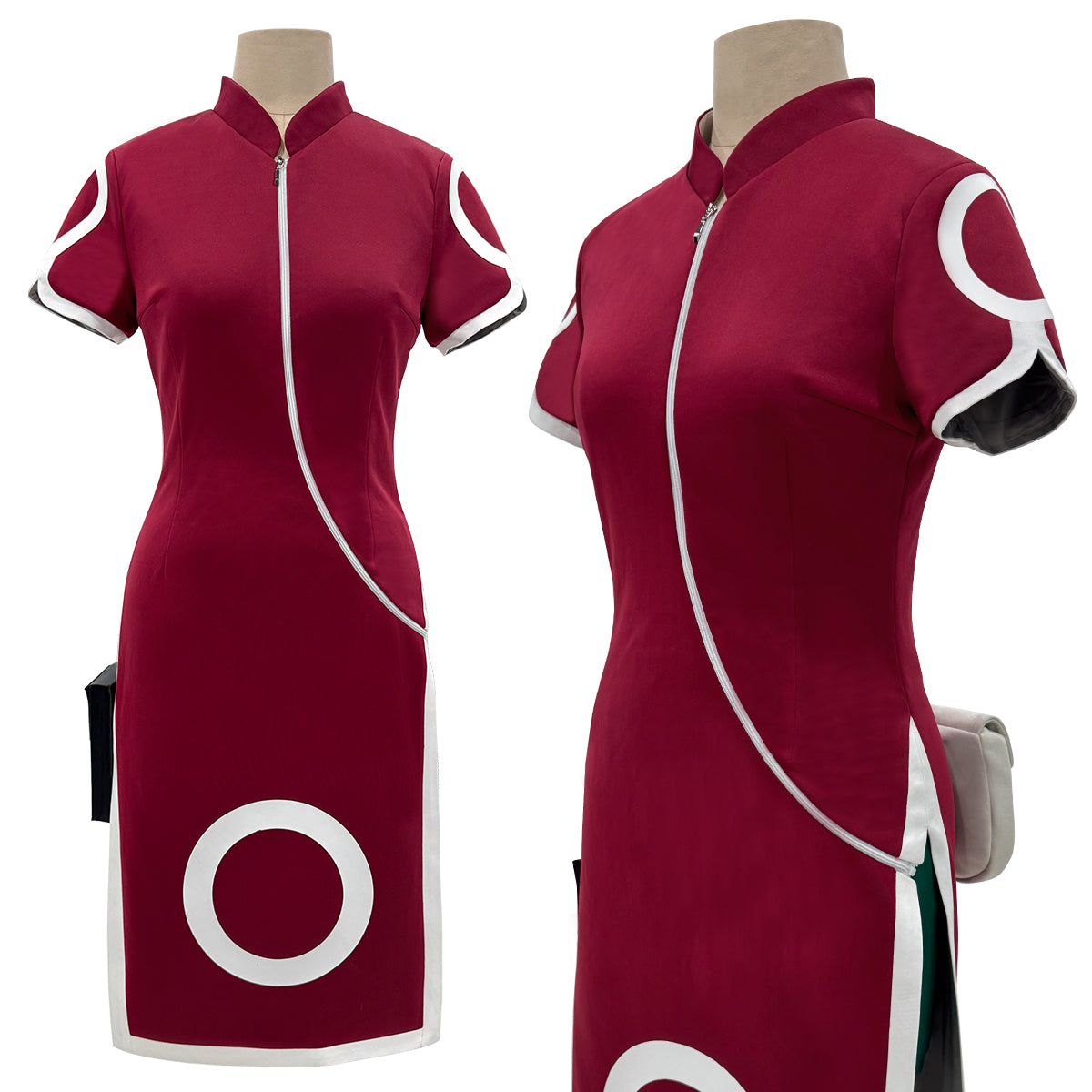 YOO Anime Haruno Sakura Cosplay Costume Short Sleeve Cheongsam Shorts Pouch Waist Bag Halloween Christmas Gift Cos Convention