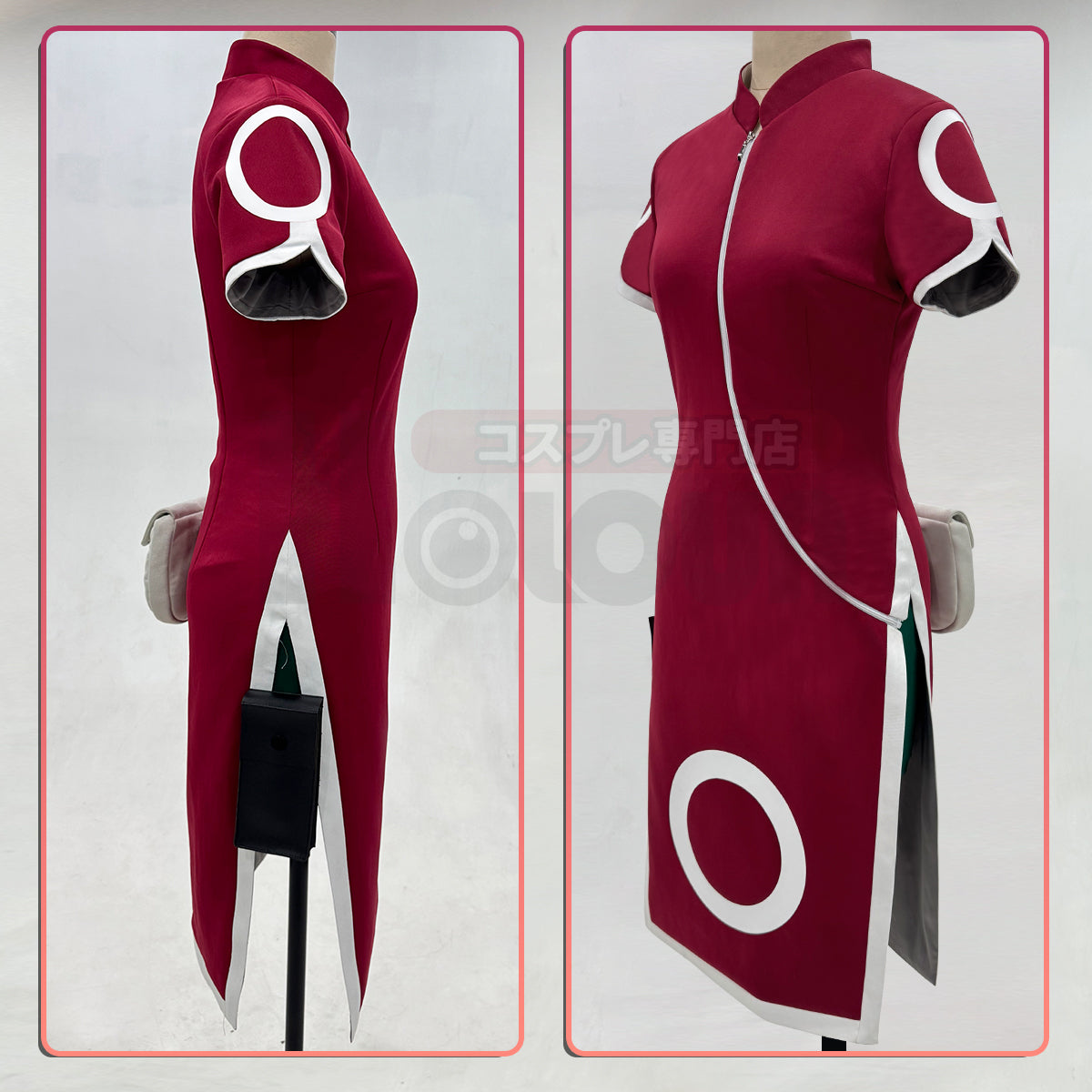 YOO Anime Haruno Sakura Cosplay Costume Short Sleeve Cheongsam Shorts Pouch Waist Bag Halloween Christmas Gift Cos Convention thumbnail 11