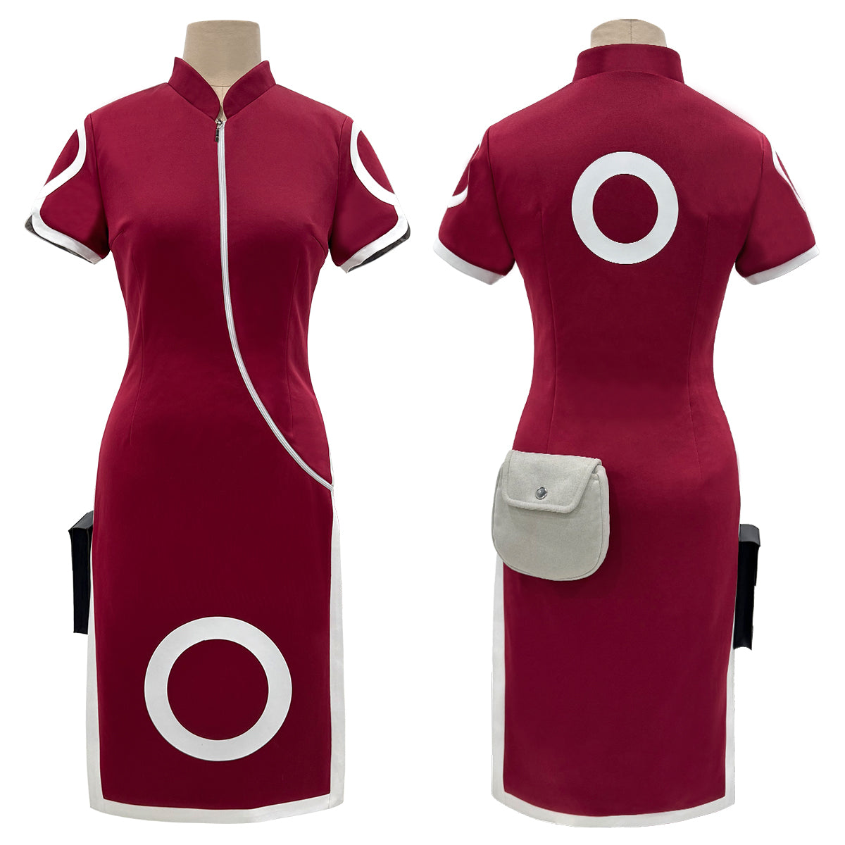 YOO Anime Haruno Sakura Cosplay Costume Short Sleeve Cheongsam Shorts Pouch Waist Bag Halloween Christmas Gift Cos Convention thumbnail 6