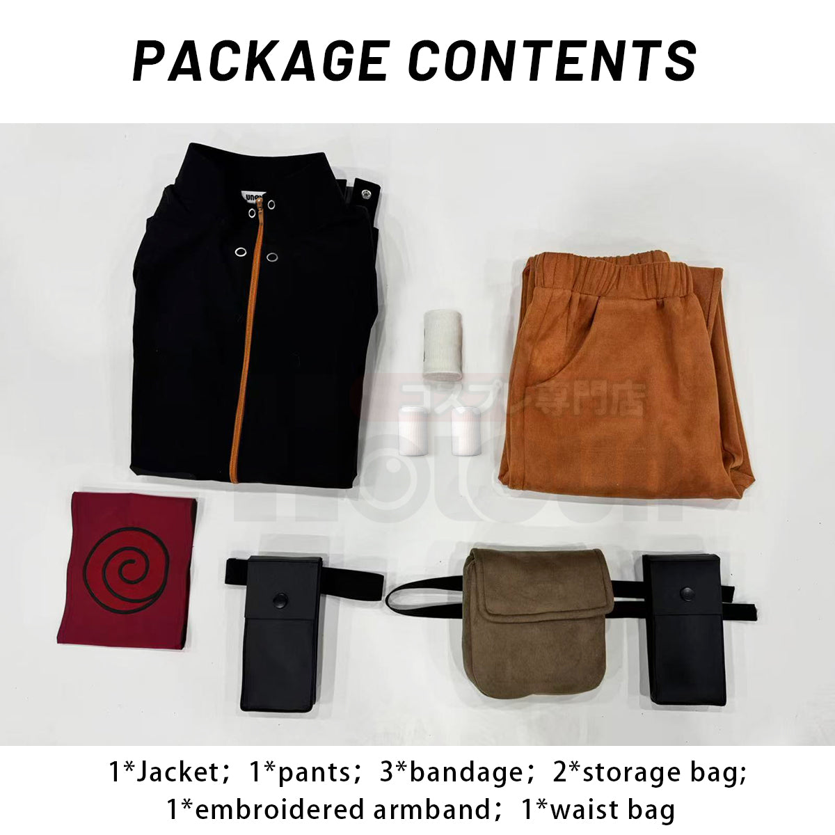 YOO Anime Uzumaki Cosplay Costume Adult Version Top Pants Headdress Waist Leg Bags Cos Convention Unisex Halloween Christmas thumbnail 13