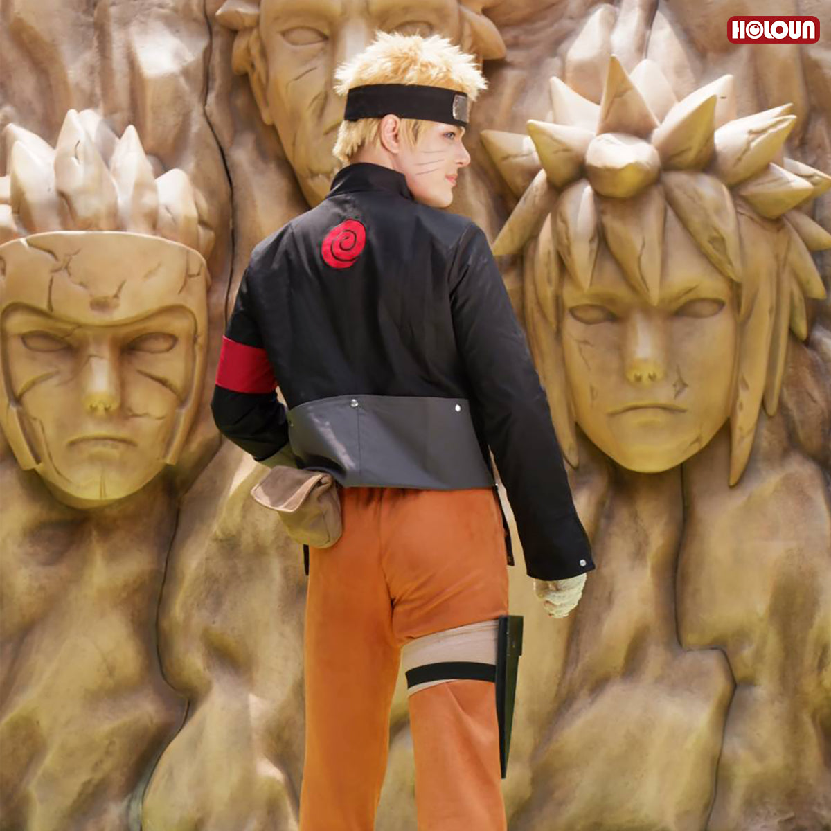 YOO Anime Uzumaki Cosplay Costume Adult Version Top Pants Headdress Waist Leg Bags Cos Convention Unisex Halloween Christmas thumbnail 6