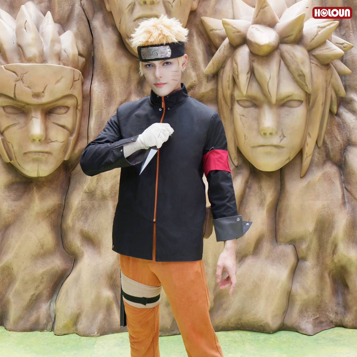 YOO Anime Uzumaki Cosplay Costume Adult Version Top Pants Headdress Waist Leg Bags Cos Convention Unisex Halloween Christmas thumbnail 7