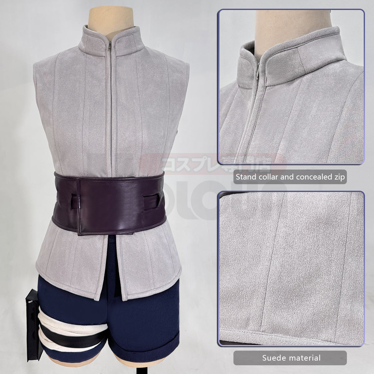 YOO Anime Hyuga Hinata Cosplay Costume Wig Top Shorts Waist Bag Christmas Gift thumbnail 5