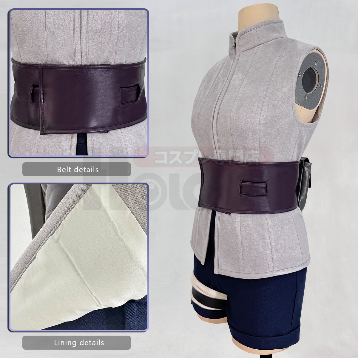 YOO Anime Hyuga Hinata Cosplay Costume Wig Top Shorts Waist Bag Christmas Gift thumbnail 6