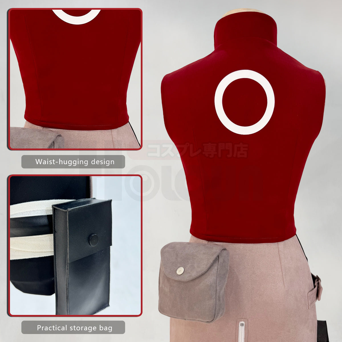 YOO Anime Haruno Sakura Cosplay Costume Top Skirt Shorts Pouch Halloween Thanksgiving Day Christmas Gift thumbnail 10