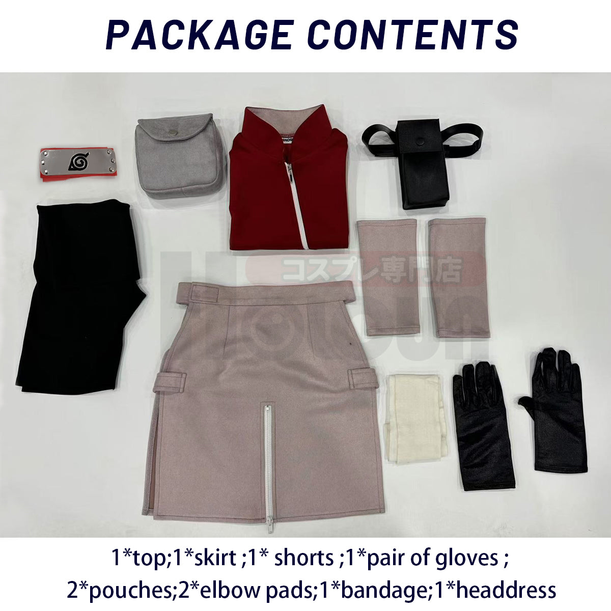 YOO Anime Haruno Sakura Cosplay Costume Top Skirt Shorts Pouch Halloween Thanksgiving Day Christmas Gift thumbnail 12