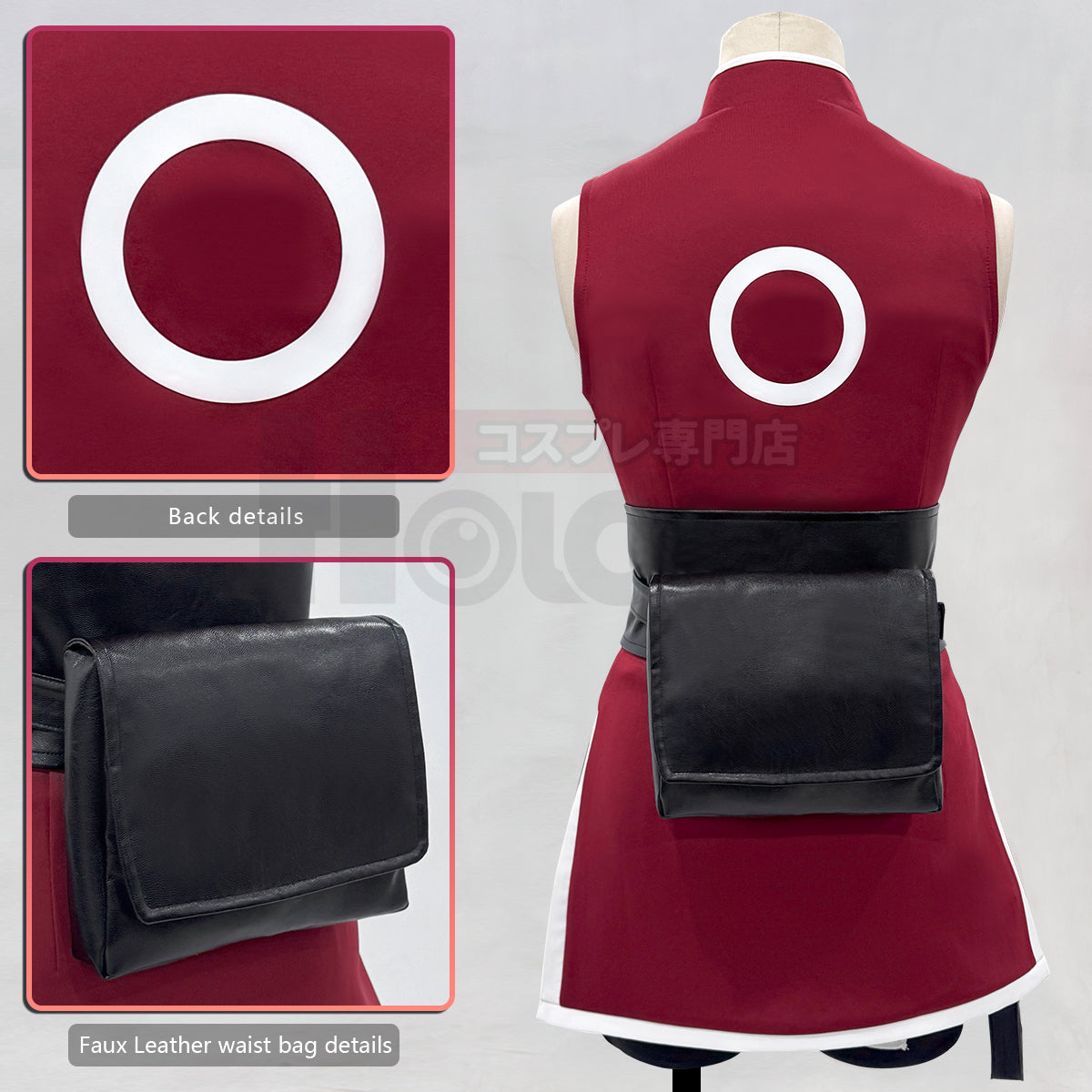 YOO Anime Haruno Sakura Cosplay Costume 19 Years Old Version Top Shorts Pouch thumbnail 10