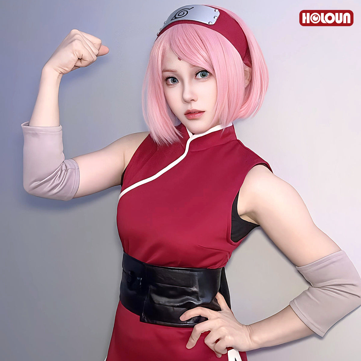 YOO Anime Haruno Sakura Cosplay Costume 19 Years Old Version Top Shorts Pouch thumbnail 4