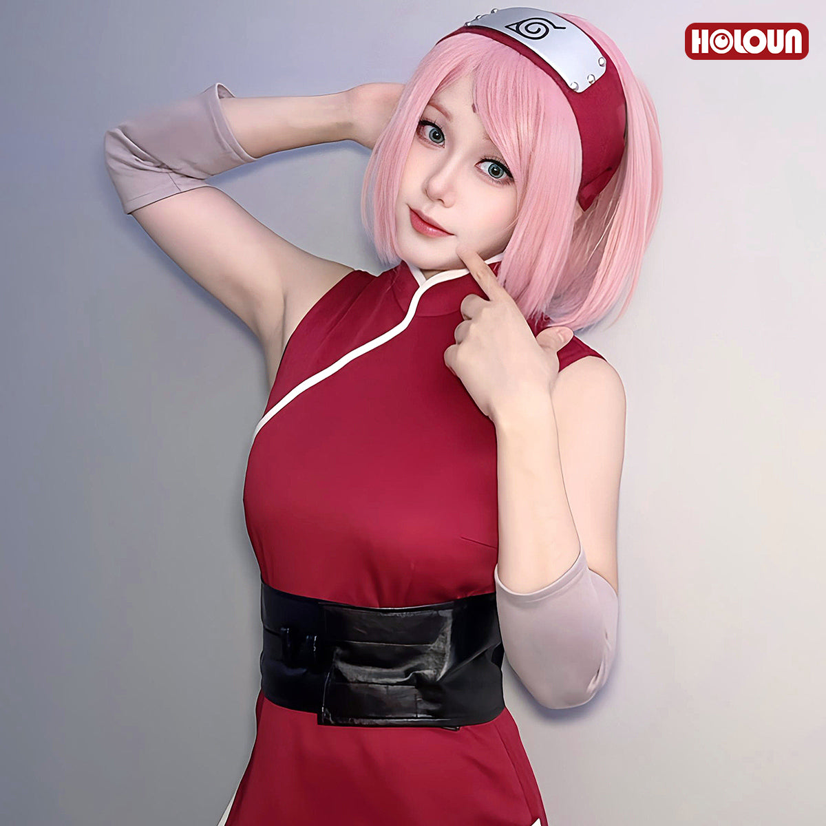 YOO Anime Haruno Sakura Cosplay Costume 19 Years Old Version Top Shorts Pouch thumbnail 5