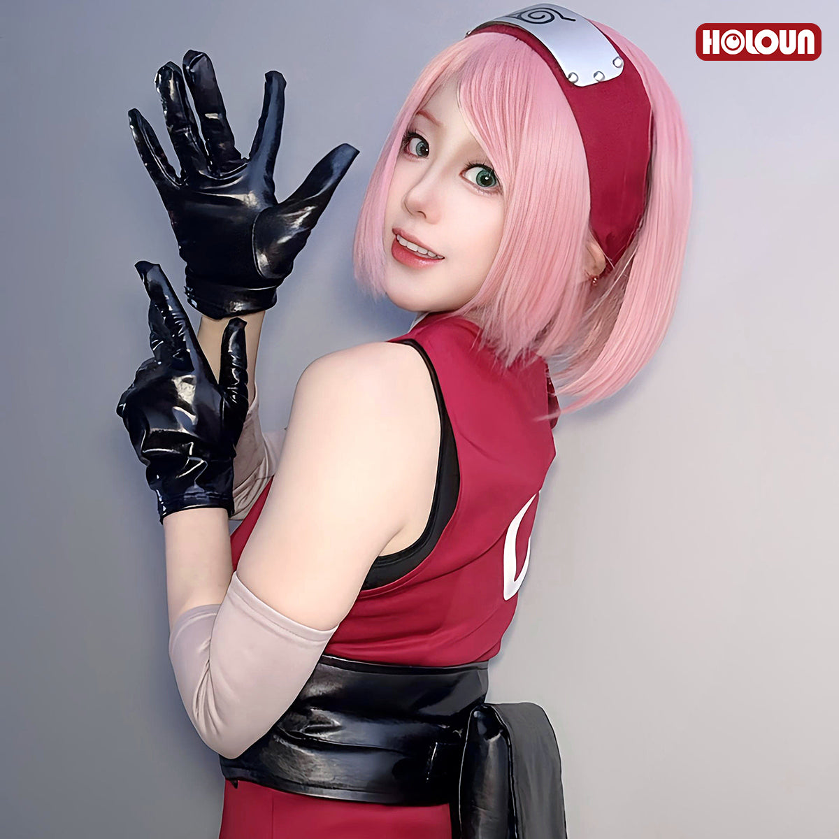 YOO Anime Haruno Sakura Cosplay Costume 19 Years Old Version Top Shorts Pouch thumbnail 6