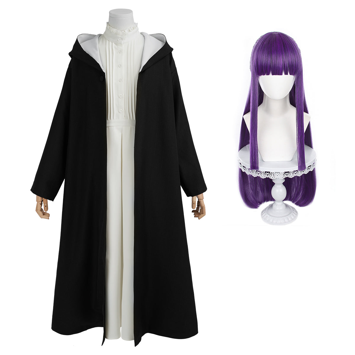 YOO Frieren Beyond Journey’s End Anime Fern Cosplay Costume Wig Cloak Coat Dress Christmas Gift thumbnail 2