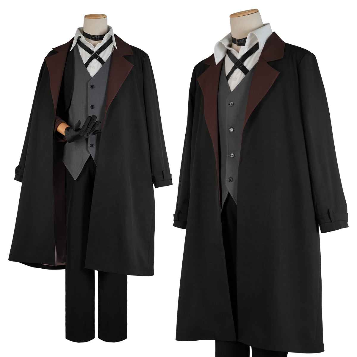 YOO Bungo Anime Nakahara Chuuya Cosplay Costume Wig Oversize Lining Coat Elastic Pants Shirt Vest Hat Gloves Choker Daily Wearing thumbnail 6