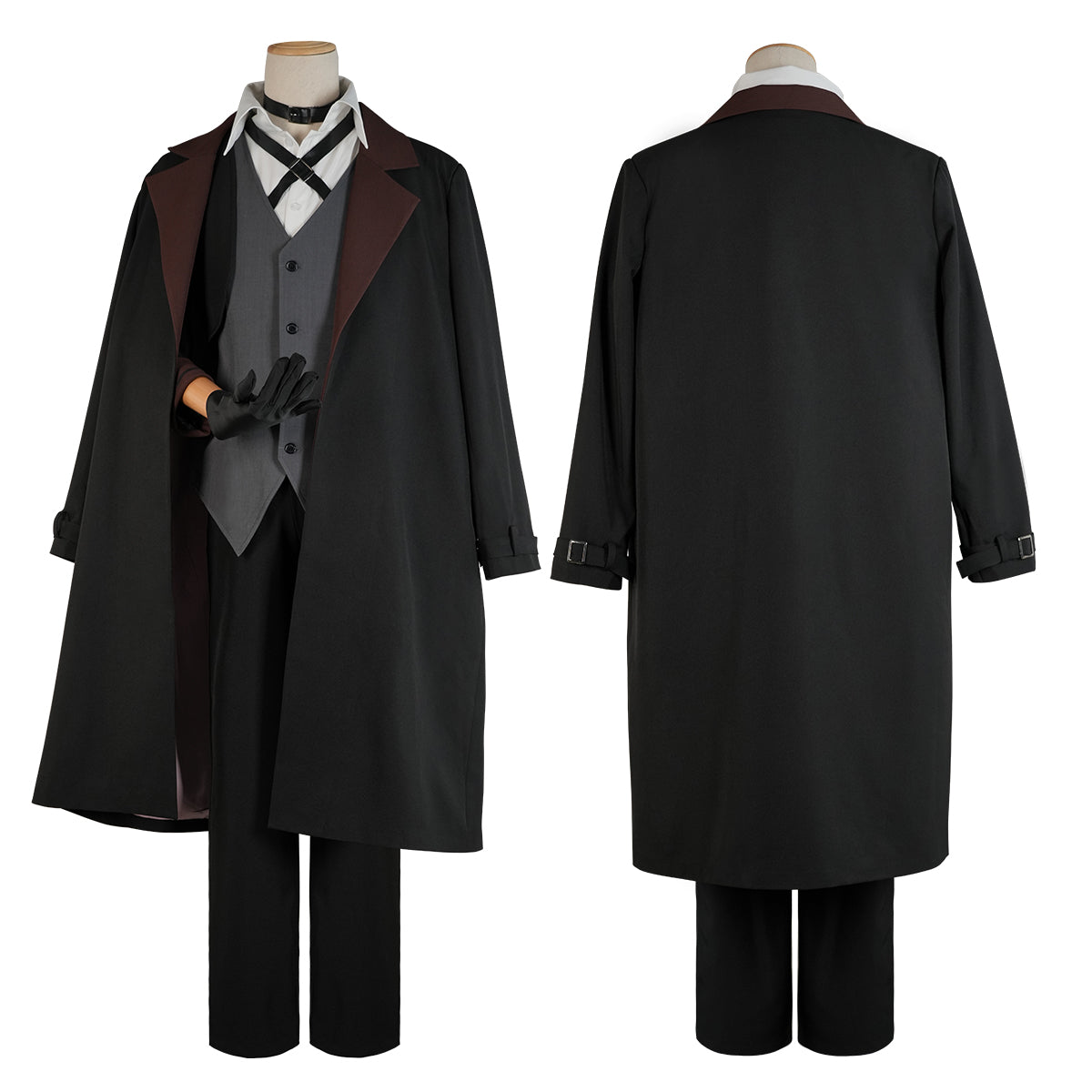 YOO Bungo Anime Nakahara Chuuya Cosplay Costume Wig Oversize Lining Coat Elastic Pants Shirt Vest Hat Gloves Choker Daily Wearing thumbnail 7