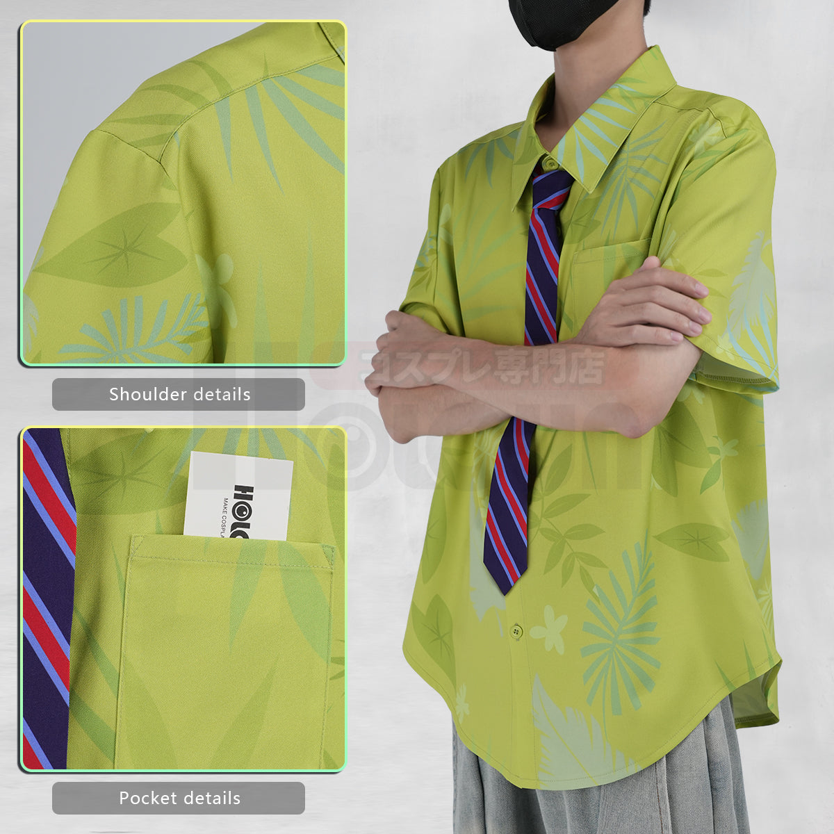 YOO Zoo Movie Nick Wilde Cosplay Costume Pink Green Shirt Tie Halloween Christmas Animation Convention Unisex Adult Daily Wear thumbnail 14