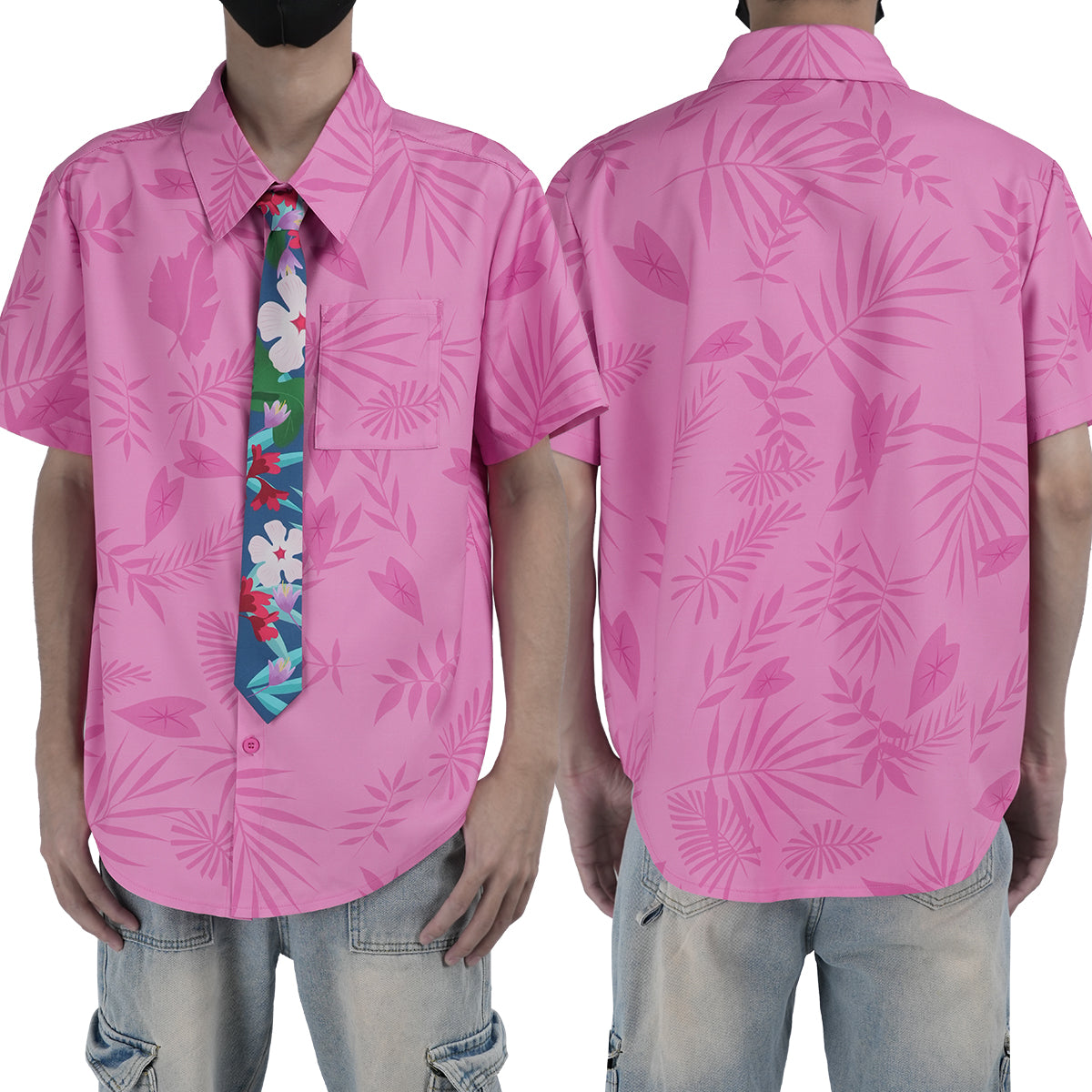 YOO Zoo Movie Nick Wilde Cosplay Costume Pink Green Shirt Tie Halloween Christmas Animation Convention Unisex Adult Daily Wear thumbnail 2