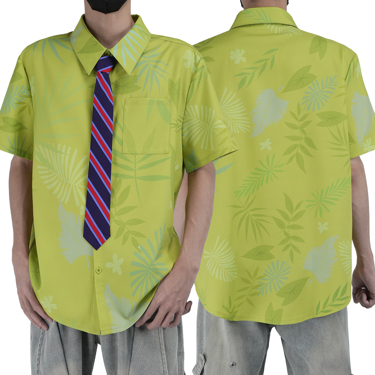 YOO Zoo Movie Nick Wilde Cosplay Costume Pink Green Shirt Tie Halloween Christmas Animation Convention Unisex Adult Daily Wear thumbnail 3