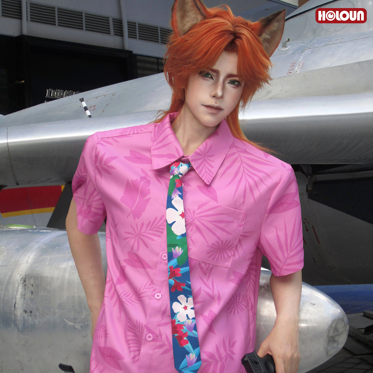 YOO Zoo Movie Nick Wilde Cosplay Costume Pink Green Shirt Tie Halloween Christmas Animation Convention Unisex Adult Daily Wear thumbnail 5