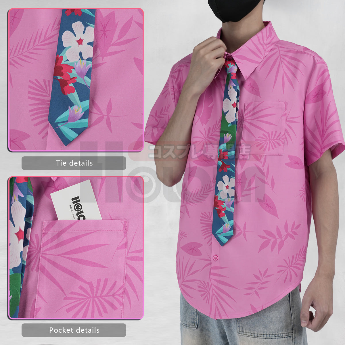 YOO Zoo Movie Nick Wilde Cosplay Costume Pink Green Shirt Tie Halloween Christmas Animation Convention Unisex Adult Daily Wear thumbnail 7