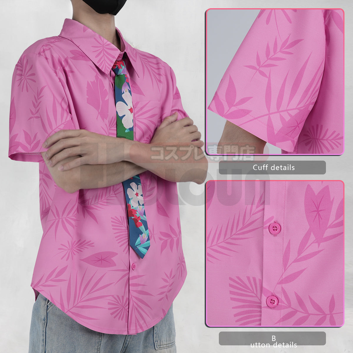 YOO Zoo Movie Nick Wilde Cosplay Costume Pink Green Shirt Tie Halloween Christmas Animation Convention Unisex Adult Daily Wear thumbnail 8