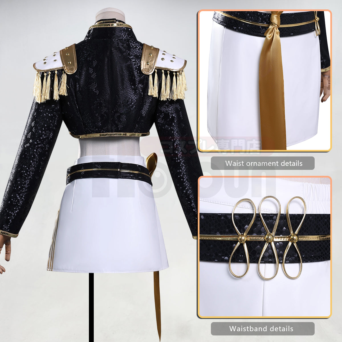 YOO Anime Miraa Cosplay Costume Jacket Skirt Black Stage Performance Uniform Halloween Christmas thumbnail 10