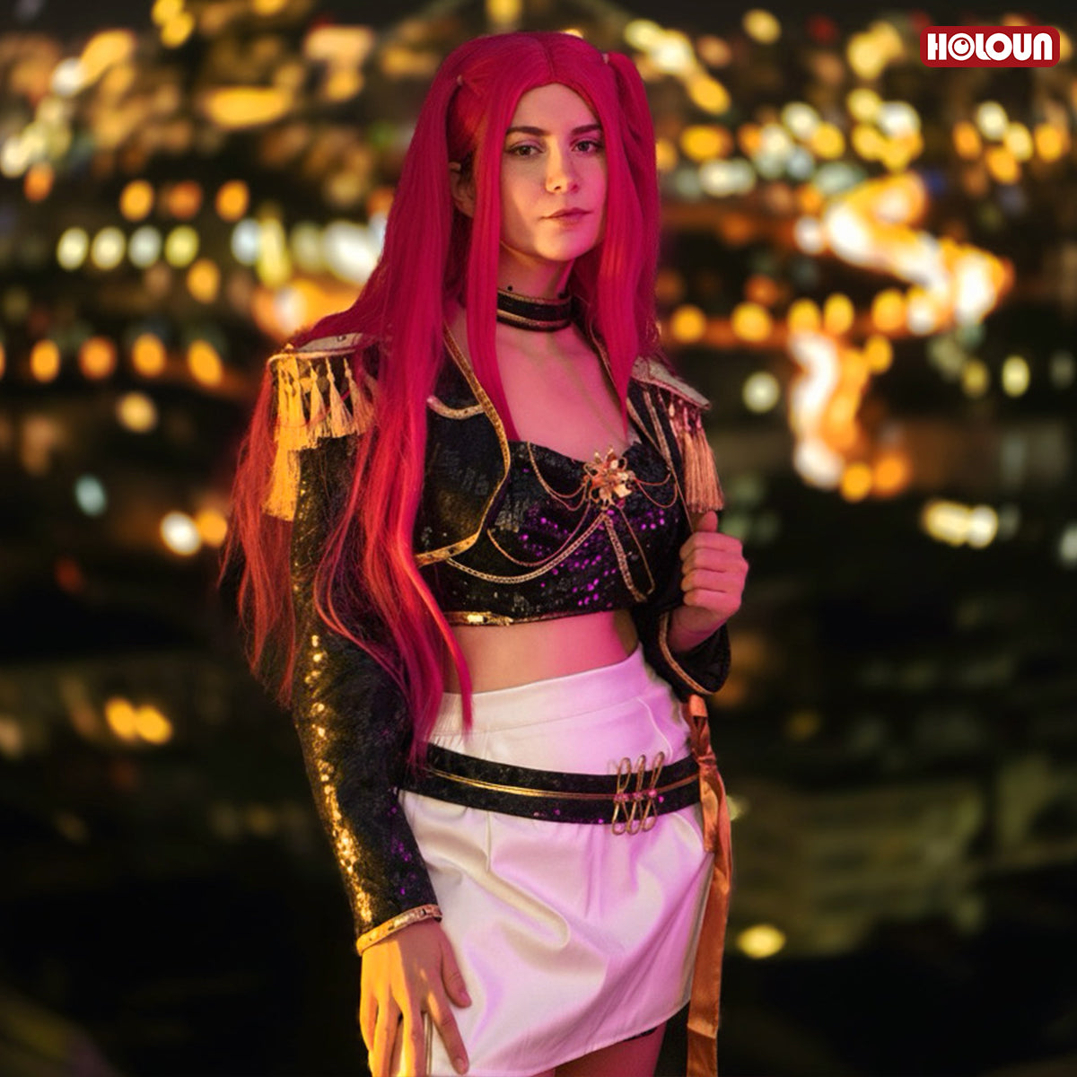 YOO Anime Miraa Cosplay Costume Jacket Skirt Black Stage Performance Uniform Halloween Christmas thumbnail 3