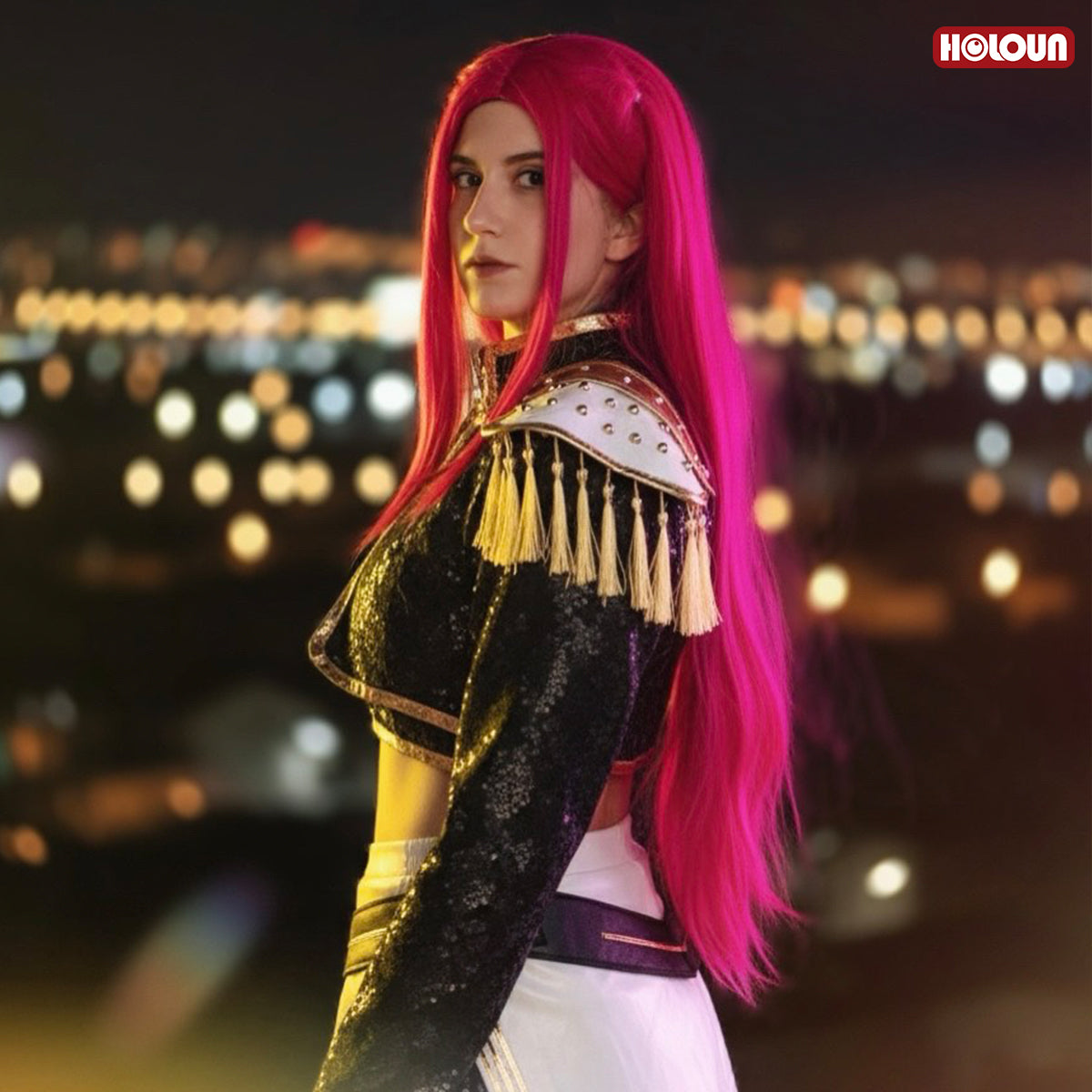 YOO Anime Miraa Cosplay Costume Jacket Skirt Black Stage Performance Uniform Halloween Christmas thumbnail 5