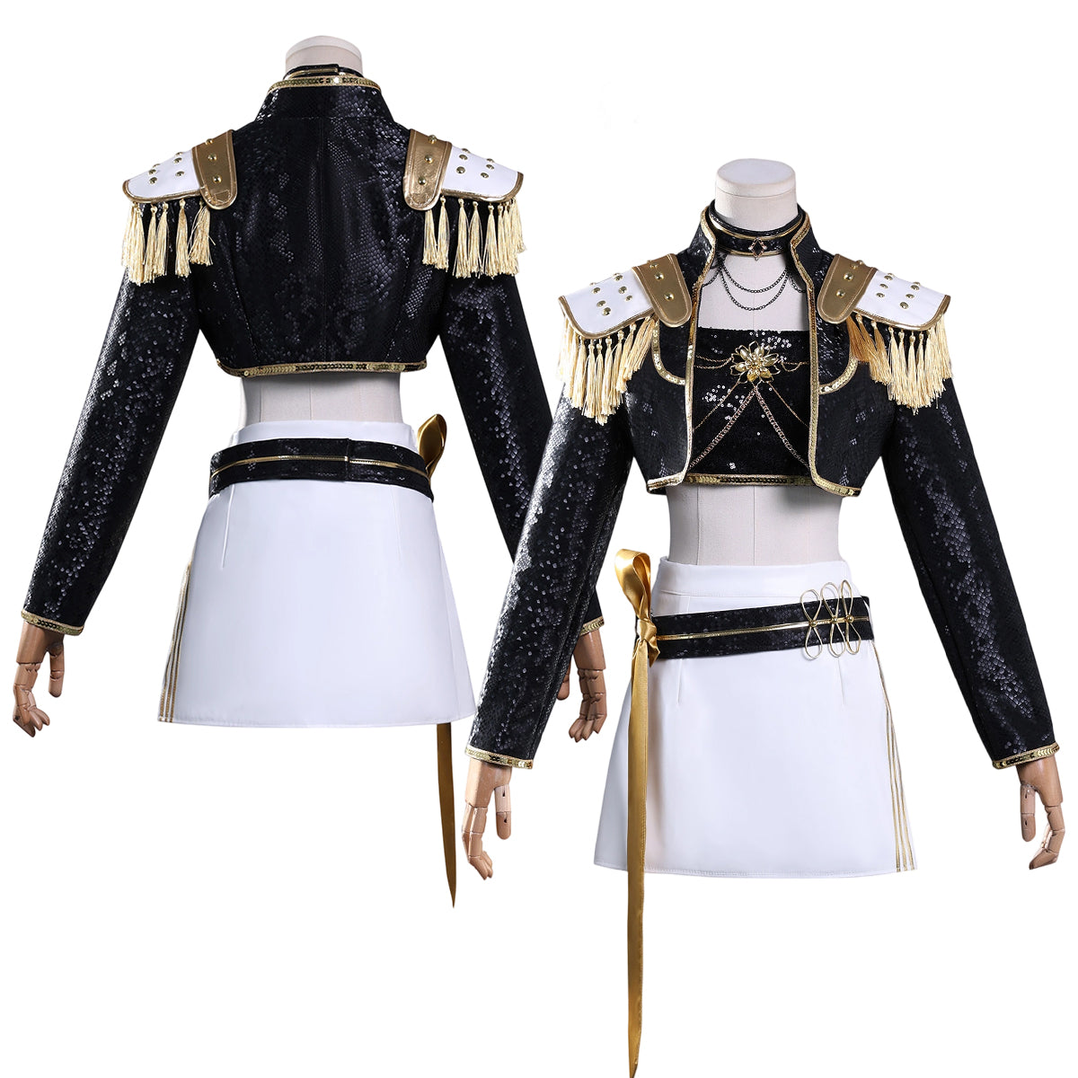 YOO Anime Miraa Cosplay Costume Jacket Skirt Black Stage Performance Uniform Halloween Christmas thumbnail 7