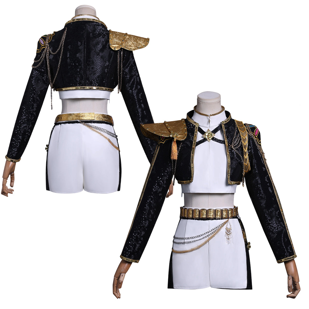 YOO Anime Rumii Cosplay Costume Jacket Skirt Black Stage Performance Uniform Halloween Christmas thumbnail 3