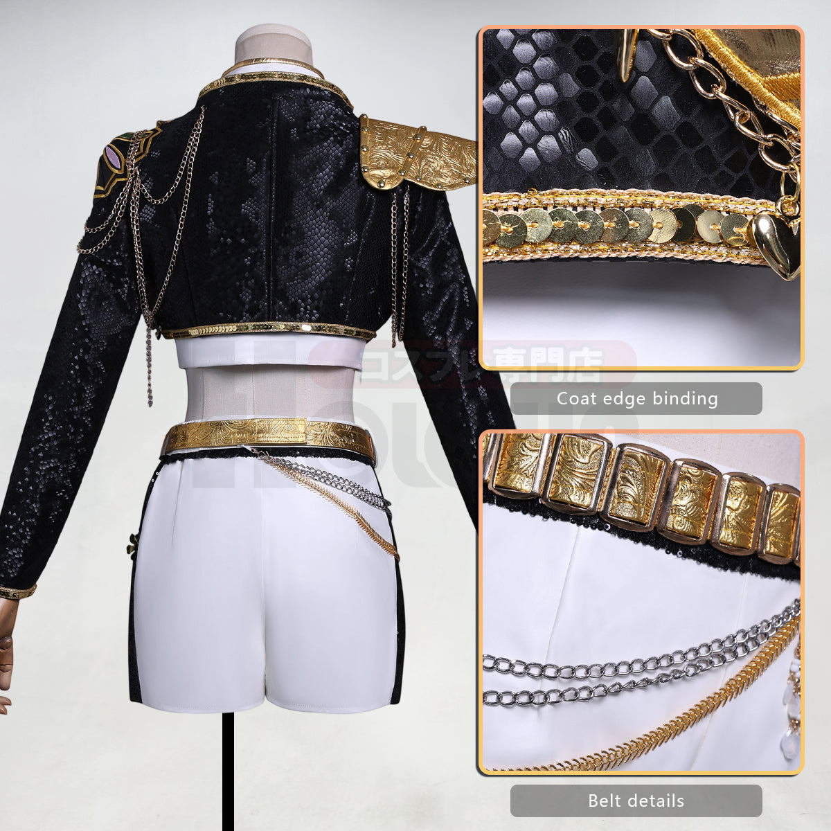 YOO Anime Rumii Cosplay Costume Jacket Skirt Black Stage Performance Uniform Halloween Christmas thumbnail 7