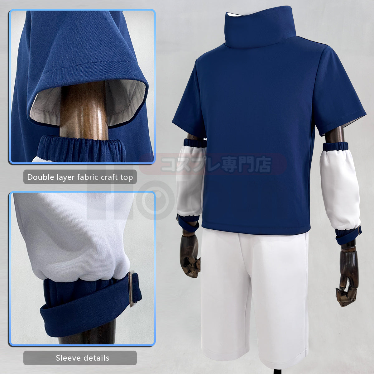 YOO Anime Uchiha Sasuke Cosplay Costume Blue Top White Shorts Cos Convention Adult Version Unisex Halloween Christmas Gift thumbnail 7
