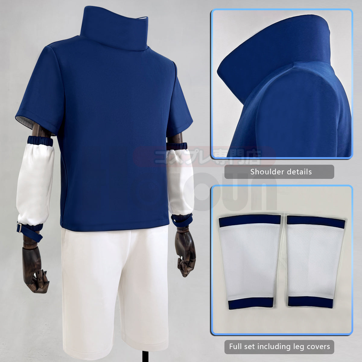 YOO Anime Uchiha Sasuke Cosplay Costume Blue Top White Shorts Cos Convention Adult Version Unisex Halloween Christmas Gift thumbnail 8