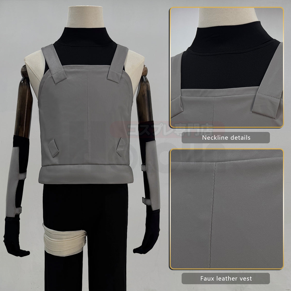 YOO Anime Hatake Kakashi Anbu Cosplay Costume Faux Leather Vest Sleeveless T-shirt Pants Pouch Gloves Bandage Cos Convention thumbnail 4