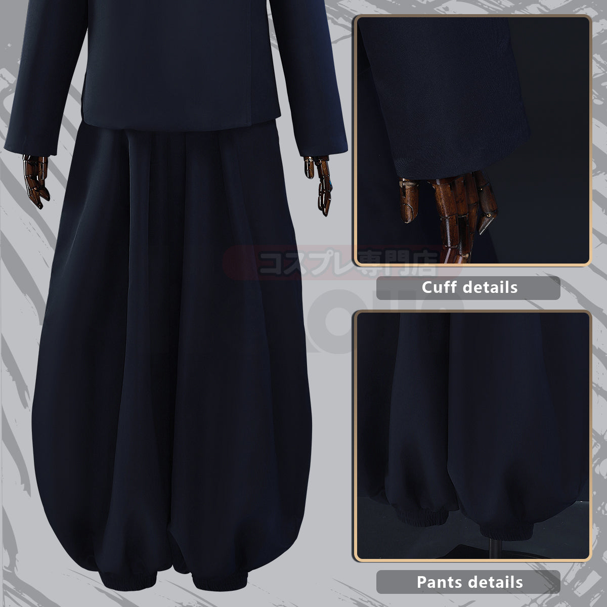 YOO Jujutsu JJK Manga Anime Suguru Geto Cosplay Costume Wig Dark Blue Jacket Pants Uniform Rose Net Synthetic Fiber Halloween thumbnail 5