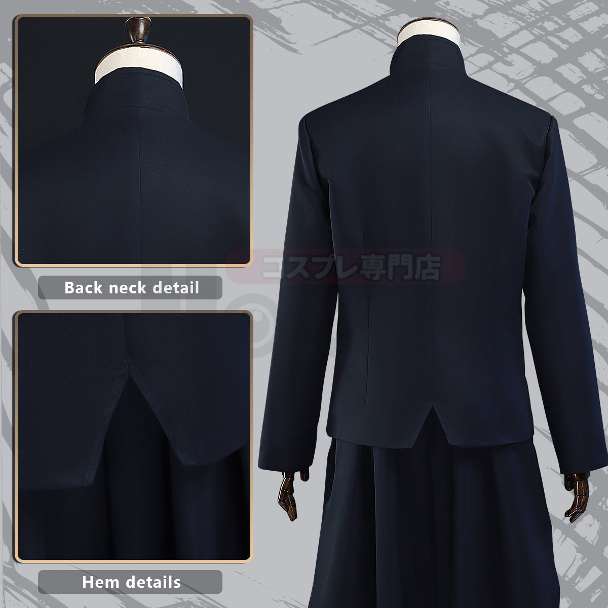 YOO Jujutsu JJK Manga Anime Suguru Geto Cosplay Costume Wig Dark Blue Jacket Pants Uniform Rose Net Synthetic Fiber Halloween thumbnail 6