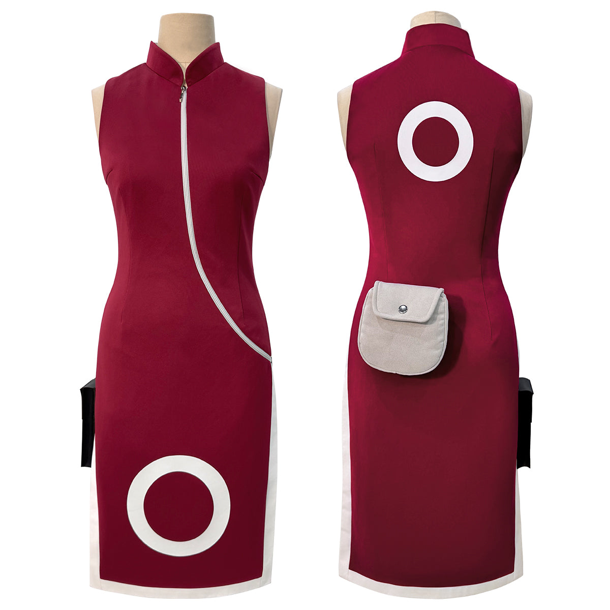 YOO Anime Haruno Sakura Cosplay Costume Sleeveless Cheongsam Shorts Pouch Waist Bag Halloween Christmas Gift Cos Convention