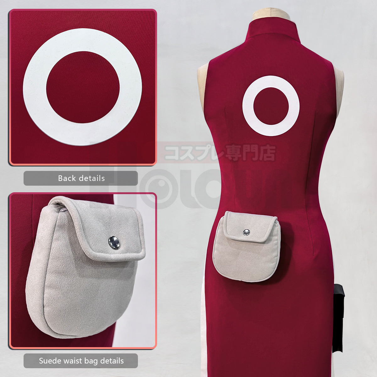 YOO Anime Haruno Sakura Cosplay Costume Sleeveless Cheongsam Shorts Pouch Waist Bag Halloween Christmas Gift Cos Convention thumbnail 7