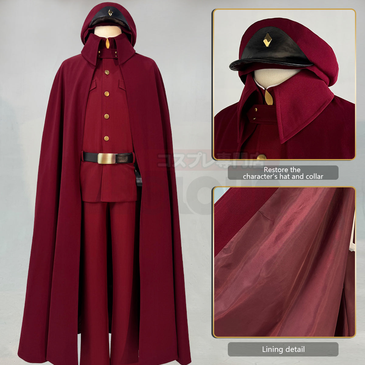 YOO Bungo Anime Suehiro Tetchou Okura Teruko Jouno Saigiku Cosplay Costume Wig Oversize Lining Cloak Jacket Pants Halloween thumbnail 7